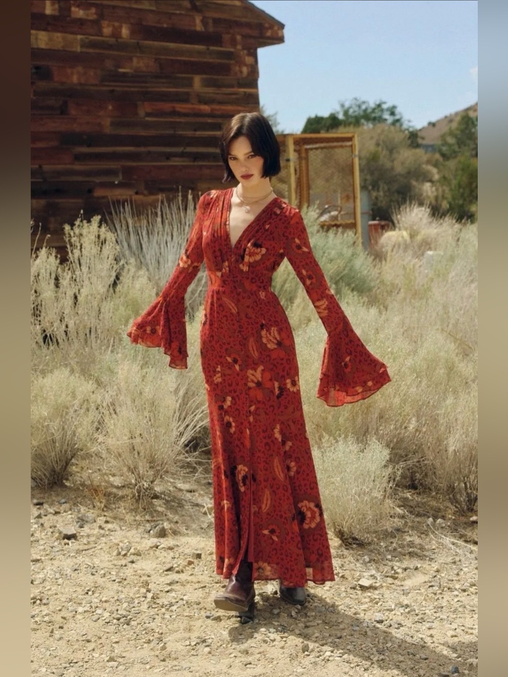 Dress Forum NWT Floral Leopard Print Maxi Dress Size L Boho Romantic - Picture 3 of 17